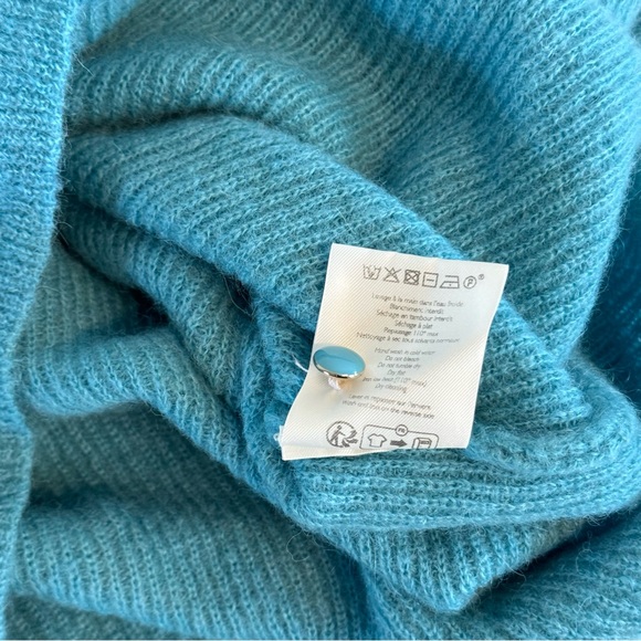 Sezane Barry Cardigan Aqua Sage Mohair Alpaca Knit Jumper Reversible Size Small - Picture 7 of 12
